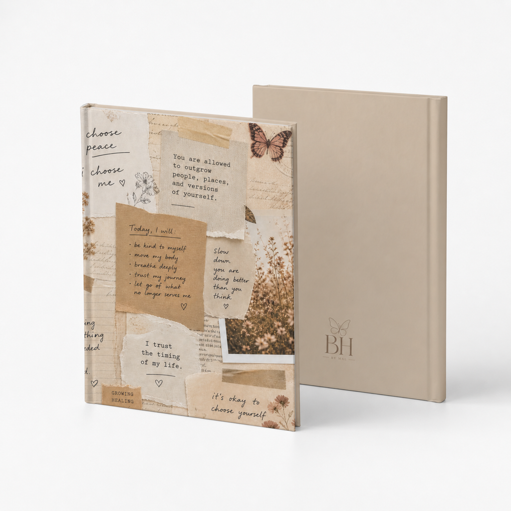 Beige Aesthetic Affirmation Journal – Self Care Notebook, Mental Health Journal, Healing & Growth Diary, Hardcover 5x7 Blank Notebook