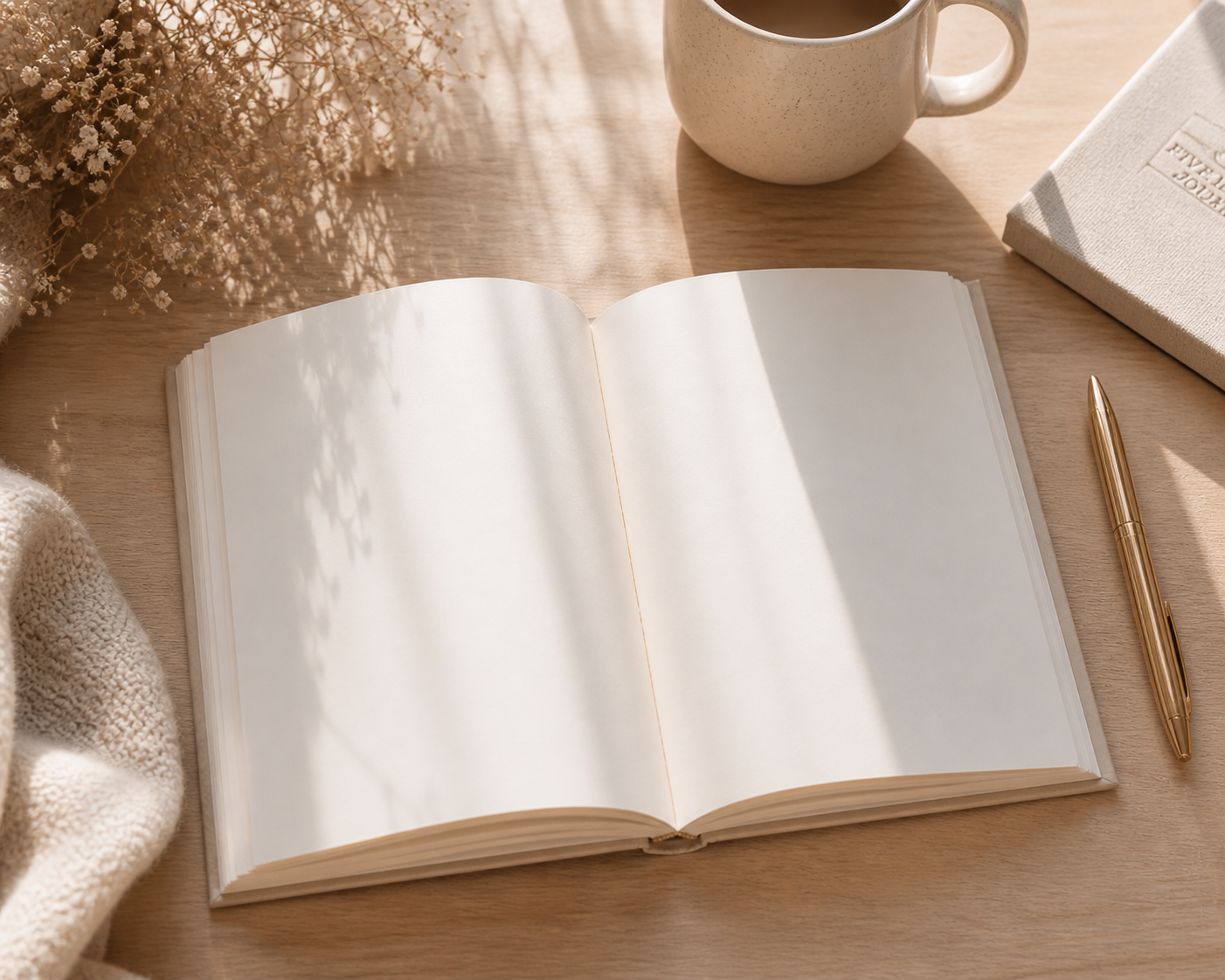 Beige Aesthetic Affirmation Journal – Self Care Notebook, Mental Health Journal, Healing & Growth Diary, Hardcover 5x7 Blank Notebook