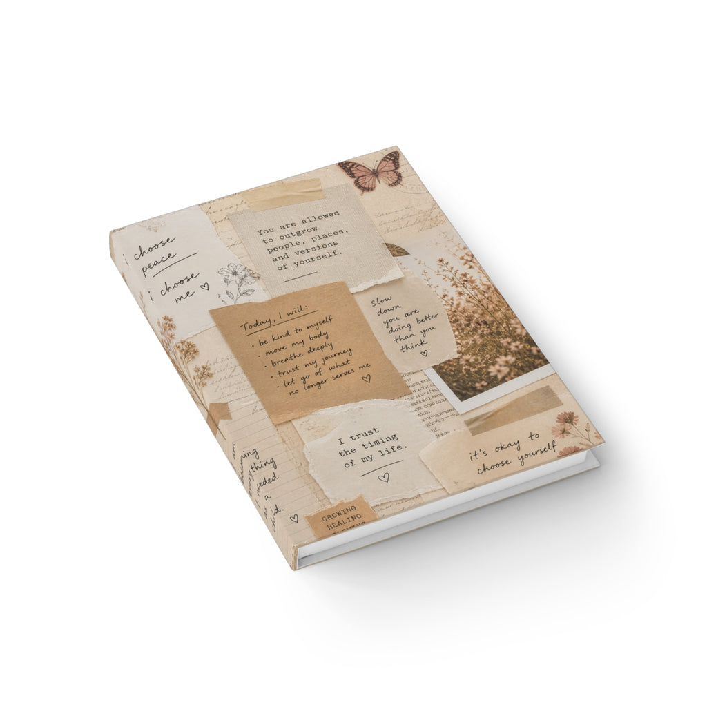 Beige Aesthetic Affirmation Journal – Self Care Notebook, Mental Health Journal, Healing & Growth Diary, Hardcover 5x7 Blank Notebook