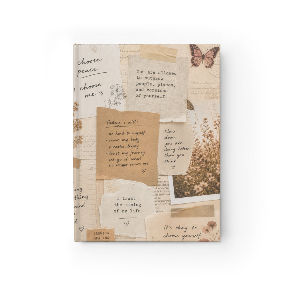 Beige Aesthetic Affirmation Journal – Self Care Notebook, Mental Health Journal, Healing & Growth Diary, Hardcover 5x7 Blank Notebook